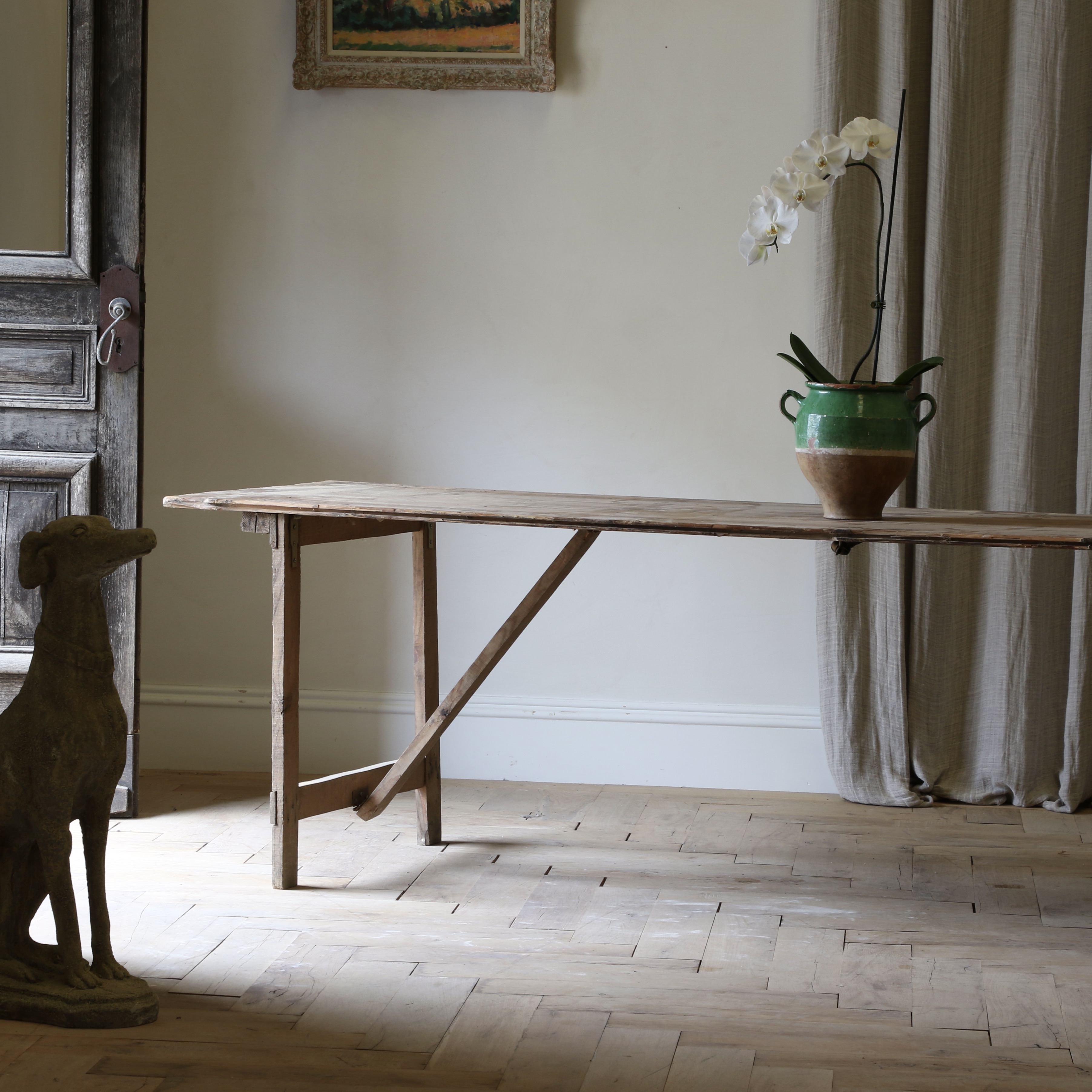 French Provincial Pine Trestle Table// Length 2.5m